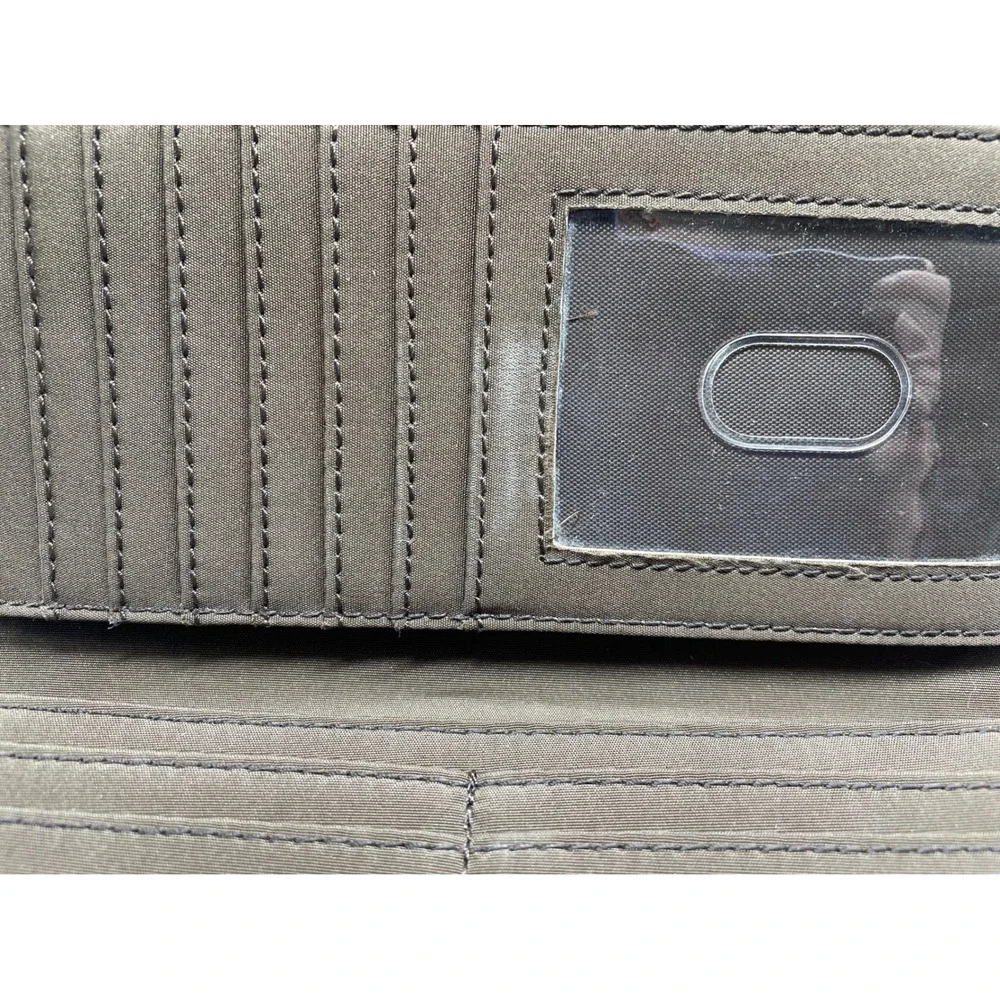 Nine West Womens Bifold Clutch‎ Wallet Brown Faux Leather White Stitching